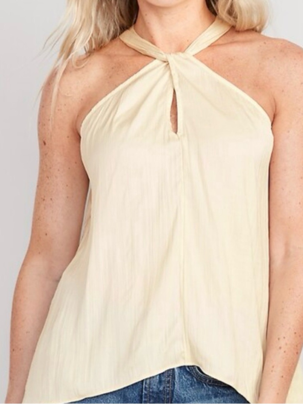 Old Navy Peach Satin Twist Halter Top Large